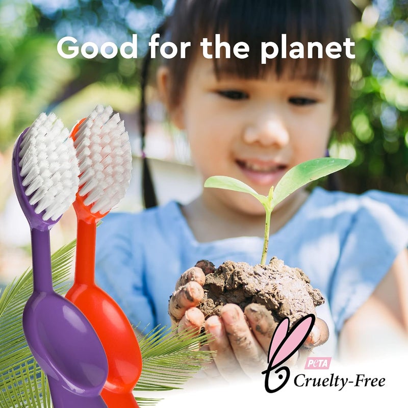 RADIUS Toothbrush Kids Brush Right Hand Assorted Colors 3 Count BPA Free and ADA Accepted Designed for Delicate Teeth and Gums for Children 6 Years and UpMixedKR3 - Image 5