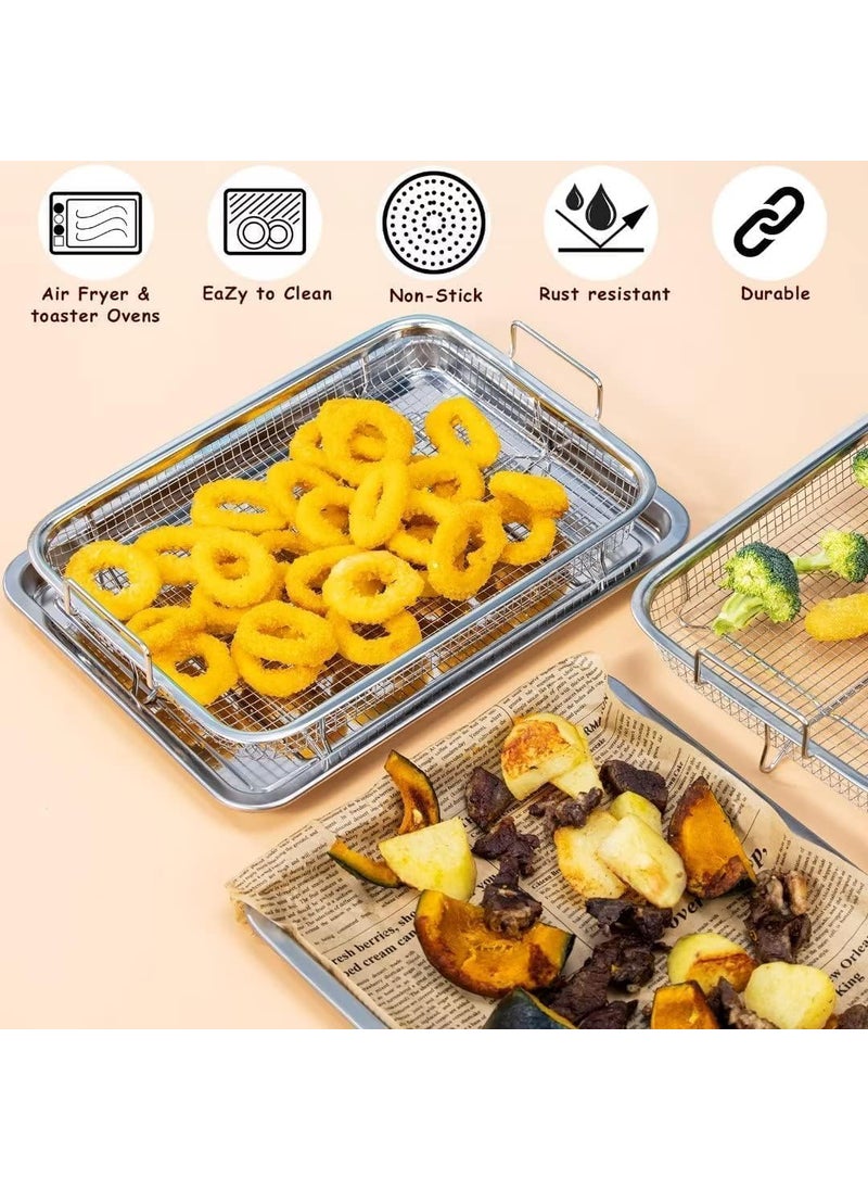 SAMUSAGYA samusagya Air Fry Basket with Tray Stainless Steel Fryer Oven Accessories Baking Crispy Chicken Pan Non Stick Grill Rectangle French Fries  - Image 5