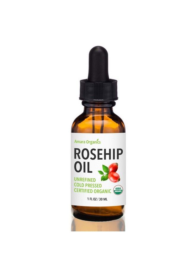 Amara زيت ثمر الورد للوجه زيت عطري غير مكرر ومعصور على البارد من البذور مغذي للبشرة والشعر معتمد من وزارة الزراعة الأمريكية عضويًا ونقي بنسبة 100% 1 أونصة - Image 1