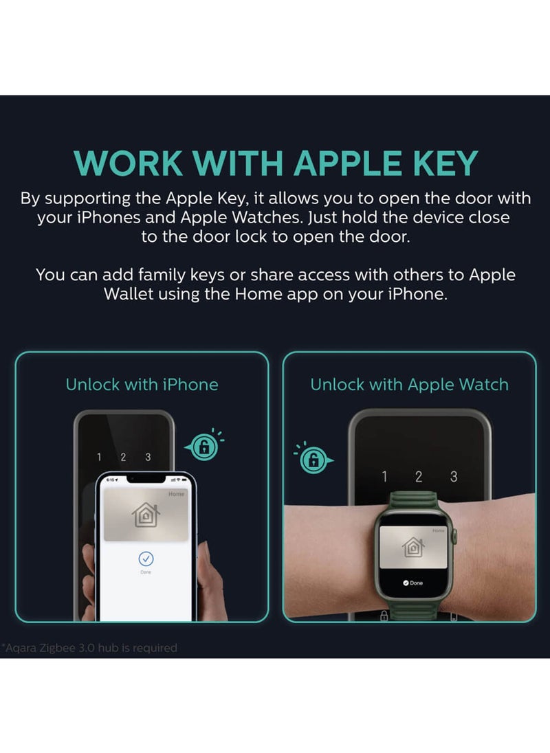 Aqara - Zigbee Smart Lock A100 with Apple HomeKey Homekit Global Version Black - Image 1