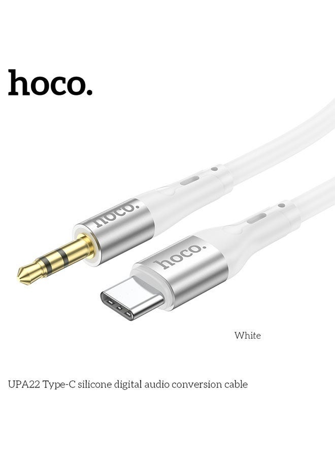 hoco. UPA22 3.5mm Female to Type-C Male Audio Adapter Cable – White | Digital Audio Converter for Type-C Devices Without Headphone Jack | Supports High-Fidelity Audio, DAC Chip, Plug & Play, Compact Design for Music, Calls & In-Car Use  - Image 2