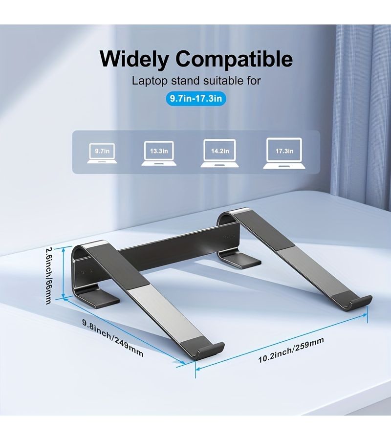 Ergonomic Aluminum Alloy Laptop Stand Black Compatible With 10 to 17 Inch Notebooks - Image 2
