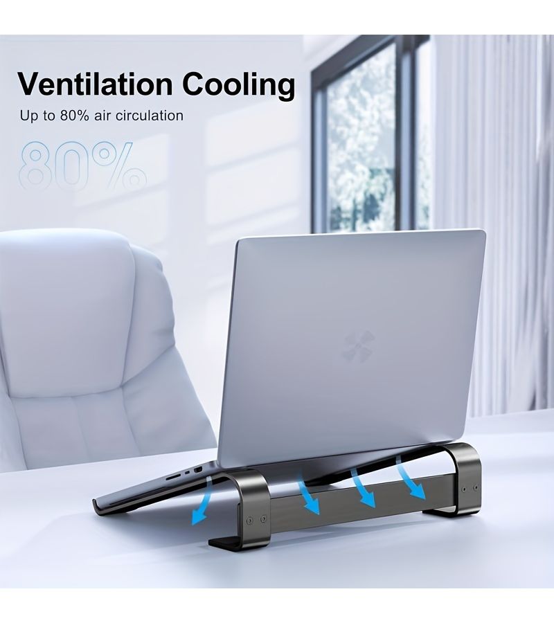 Ergonomic Aluminum Alloy Laptop Stand Black Compatible With 10 to 17 Inch Notebooks - Image 3