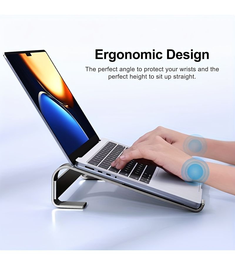 Ergonomic Aluminum Alloy Laptop Stand Black Compatible With 10 to 17 Inch Notebooks - Image 4