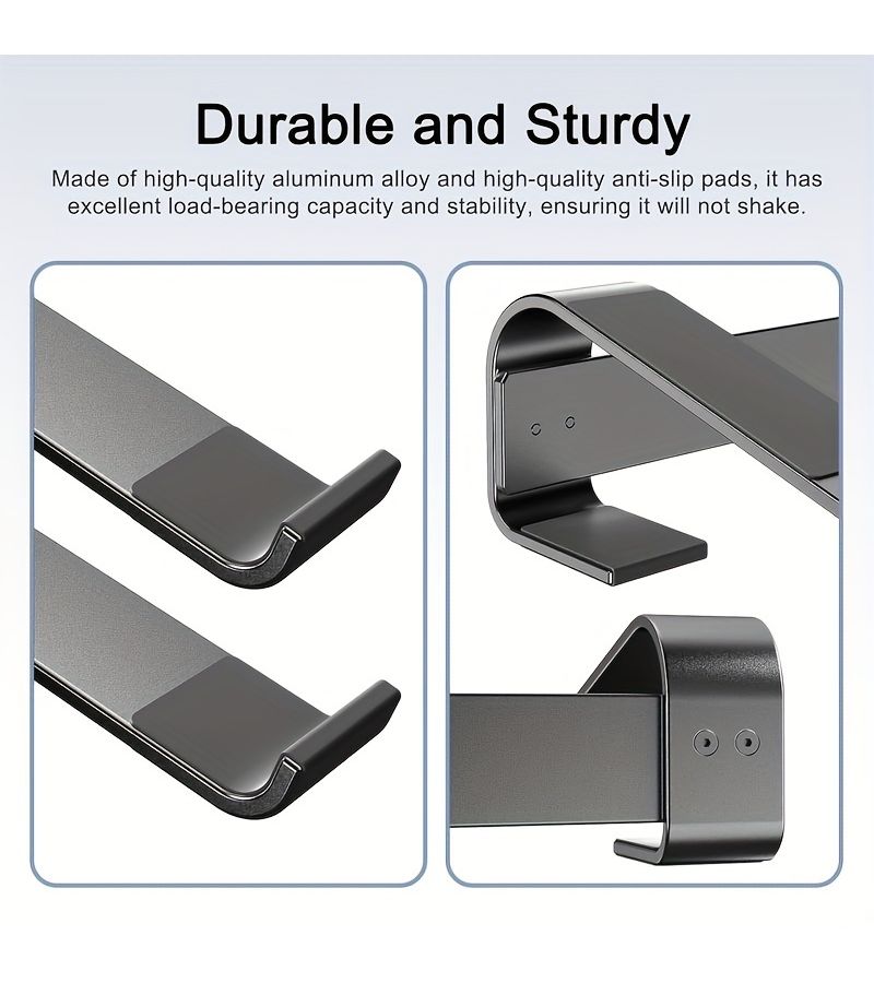 Ergonomic Aluminum Alloy Laptop Stand Black Compatible With 10 to 17 Inch Notebooks - Image 5