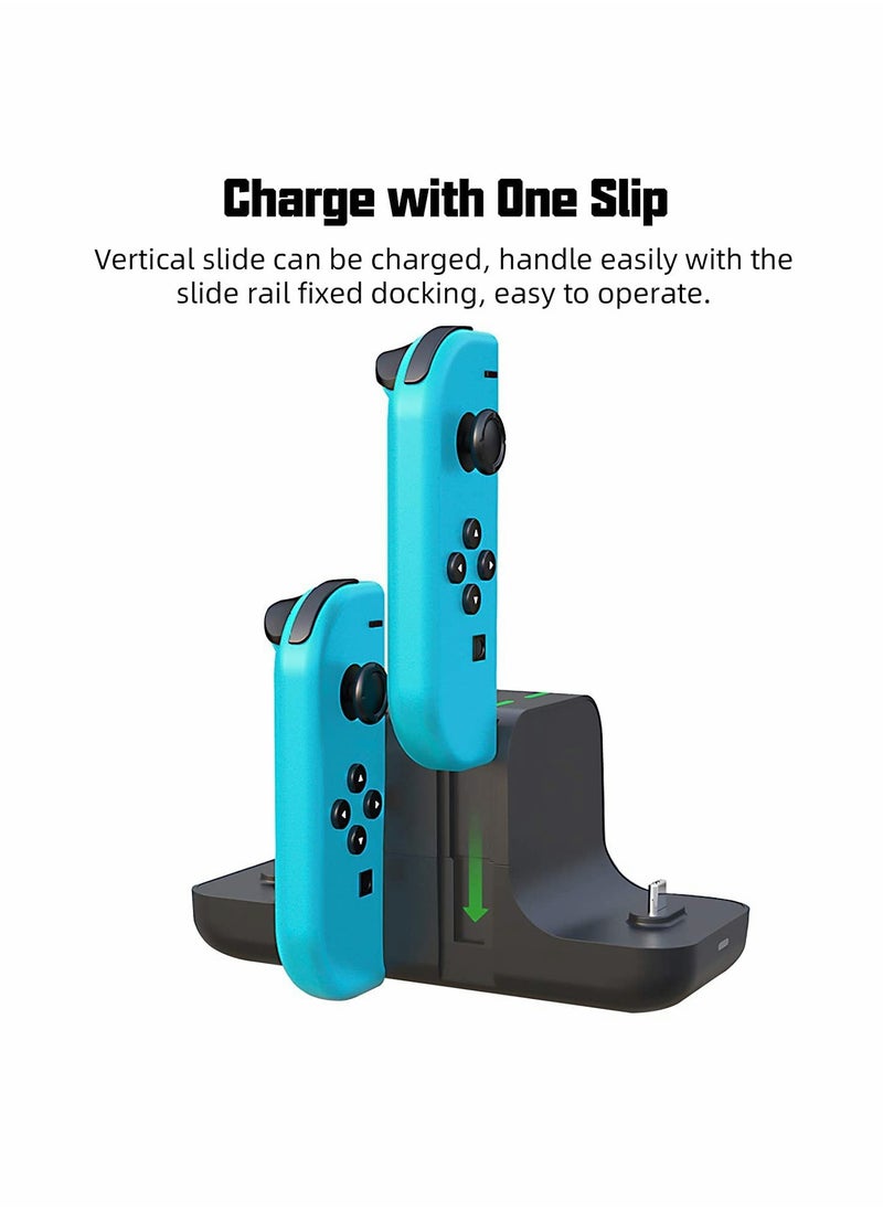 SYOSI حامل قاعدة شحن لجهاز Nintendo Switch Joy-Con 6 في 1 Type-C USB 2.0 Switch حامل قاعدة شحن لوحدات تحكم Joy-Con شاشة LED محمولة قاعدة شحن لجهاز Switch تدعم اللعب أثناء الشحن  - Image 4