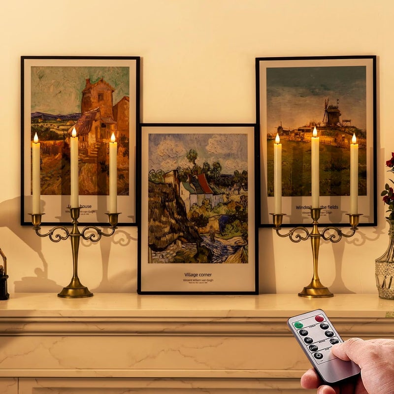 Homemory 6 Pcs Wax Flameless Taper Candles with Remote Timer and Dimmer, LED Candle Sticks with Flickering Light, Ivory Battery Operated Window Candles, 9.6 Inches for Wedding Home Indoor Decoration - Image 5