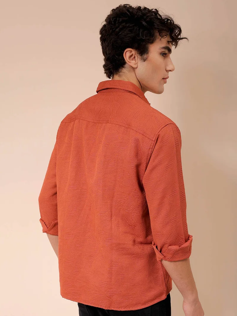 The Indian Garage Co Men Relaxed Fit Solid Full Sleeves Cutaway Collar Resort Wear Shirt