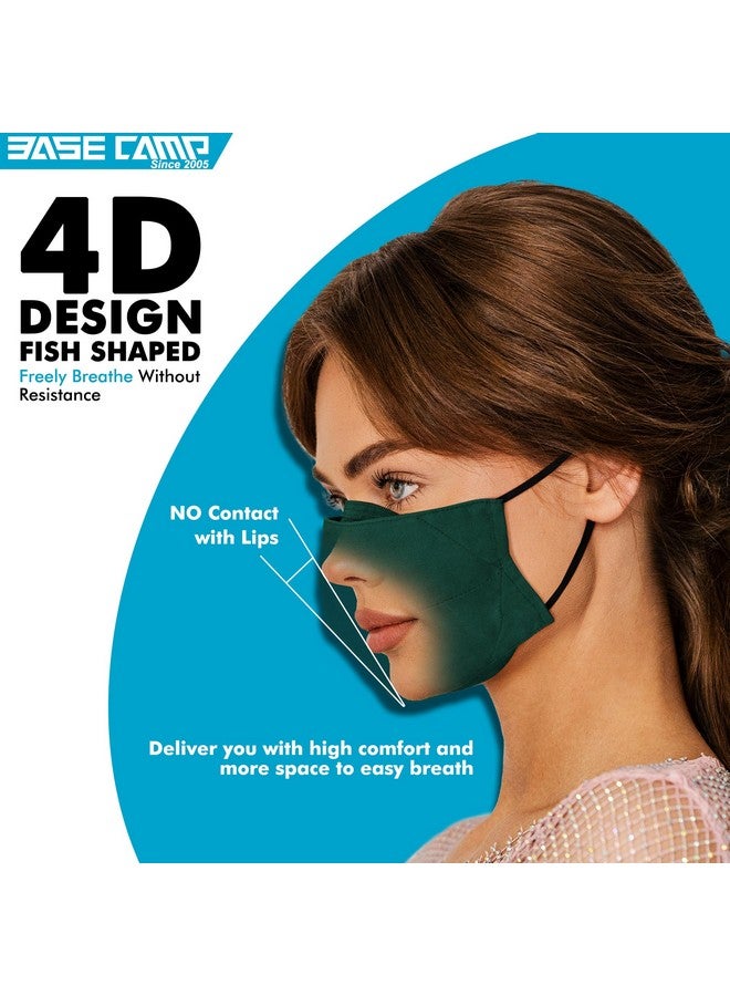 BASE CAMP Reusable Cloth Dust Face Masks 100% Cotton Washable Adjustable Breathable Fabric Mask with Filter Pocket (1Black+1Green-L) - Image 3