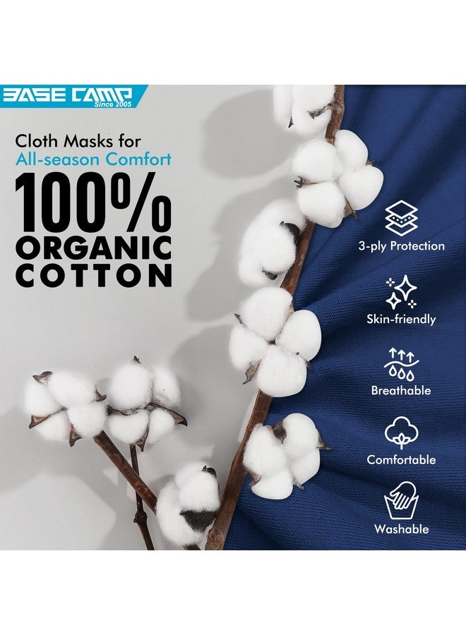 BASE CAMP Reusable Cloth Dust Face Masks 100% Cotton Washable Adjustable Breathable Fabric Mask with Filter Pocket (1Black+1Green-L) - Image 4