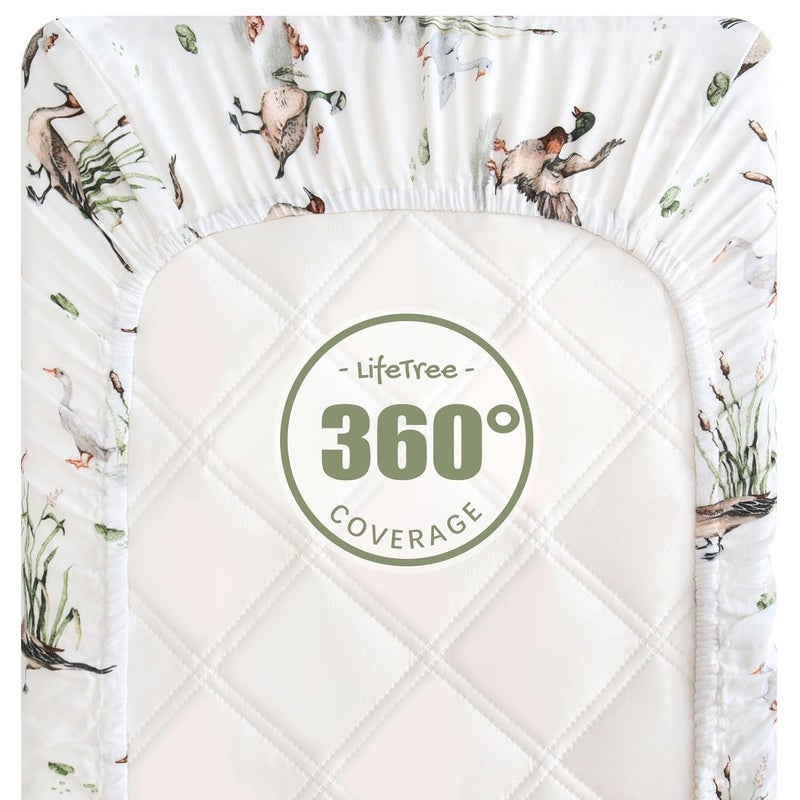 LifeTree Muslin Changing Pad Cover for Baby Girls Boys 70 Viscose from Bamboo and 30 Cotton 16x32 Diaper Change Table Pad Covers Soft Changing Pad Sheets MallardDuck Pattern - Image 5