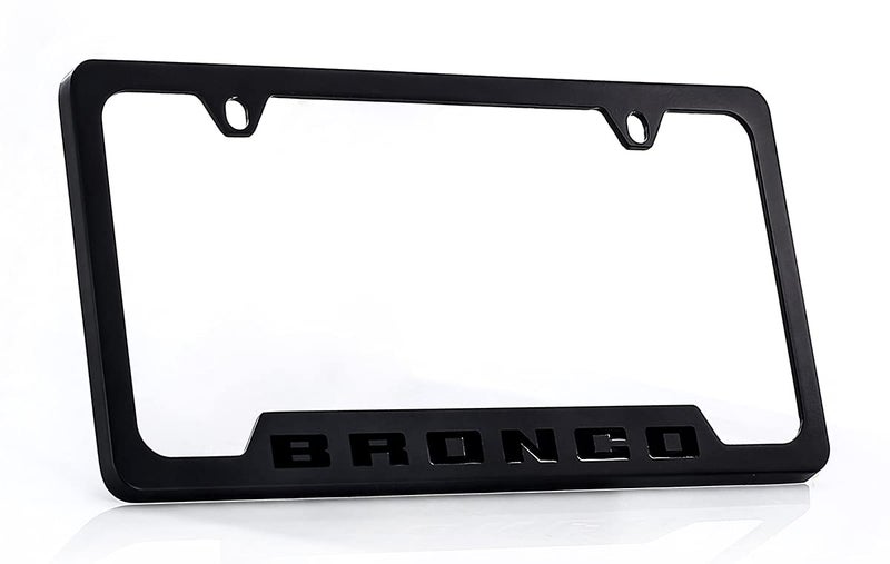 Ford Bronco Metal License Plate Frame Tag Holder - Black with Black - Image 2
