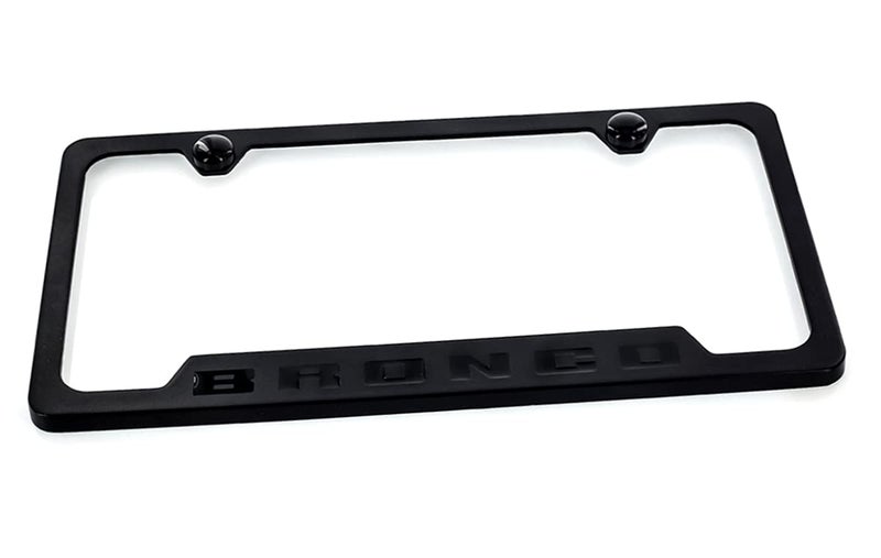 Ford Bronco Metal License Plate Frame Tag Holder - Black with Black - Image 3