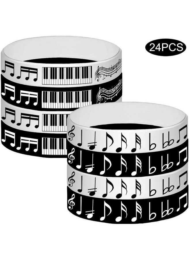 24Pcs Piano Notes Rubber Bracelets Piano Notes Theme Party Supplies Decorations Music Birthday Baby Shower Slicone Wristbands Party Favors  - Image 3