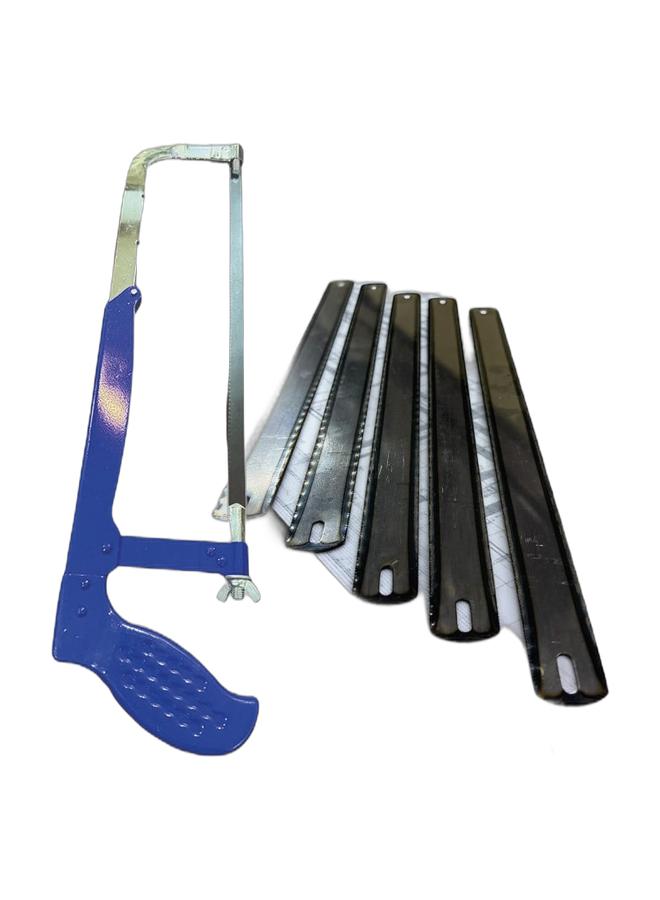 MQ Professional Iron Saw, Blue - Strong and durable for high-precision metal cutting in heavy jobs & 5-piece double-sided saw blade set – hardened steel, consistent and precise performance for workshop and home us Bundle - Image 1