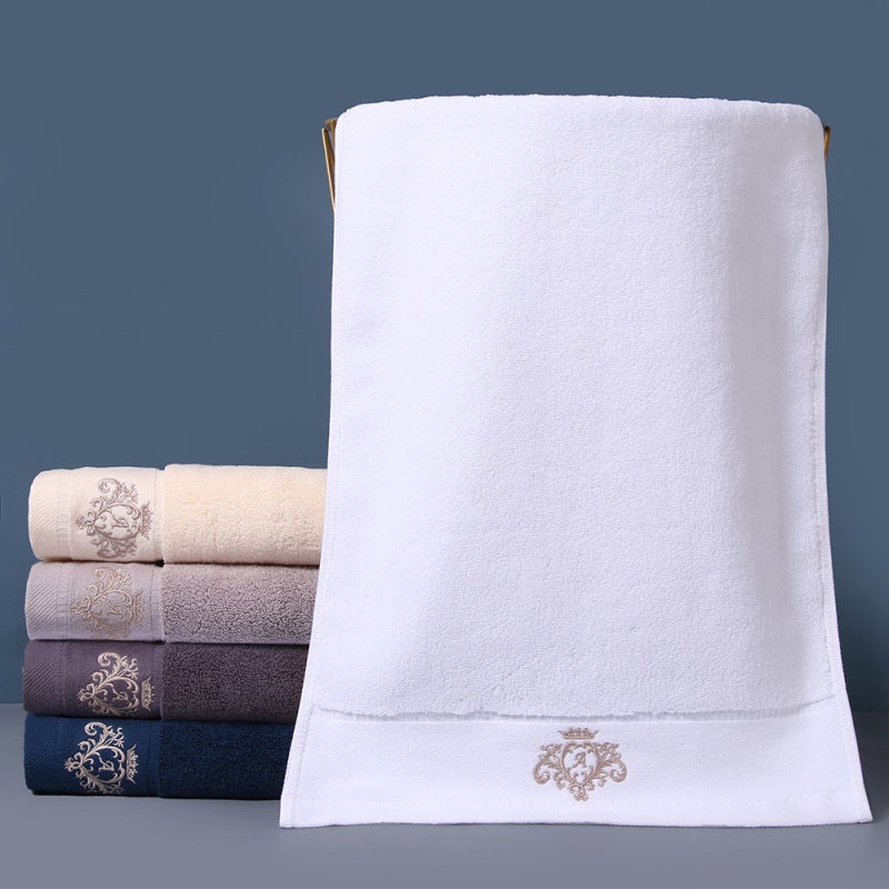 Pure Cotton Bath Towel 34x75cm White Thickened Flaxweave Towel - Enhanced Absorbency Durability for Hotel Daily Use Face Washing Body Drying - Image 1