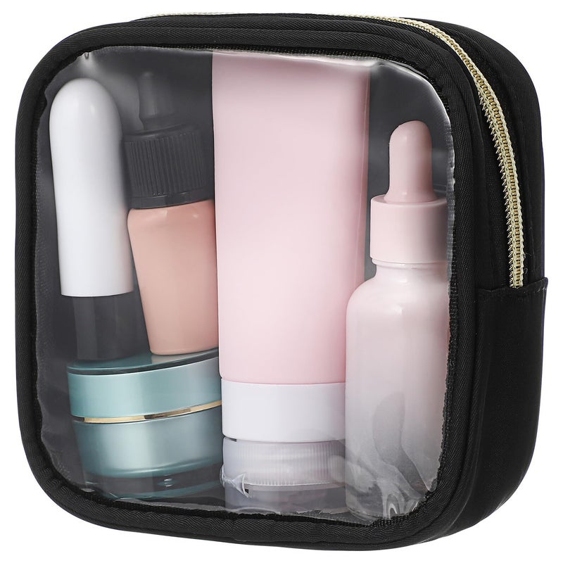 Small Clear Zippered Makeup Pouch Travel Toiletry Organizer For Cosmetics Skincare Earphones - Image 2