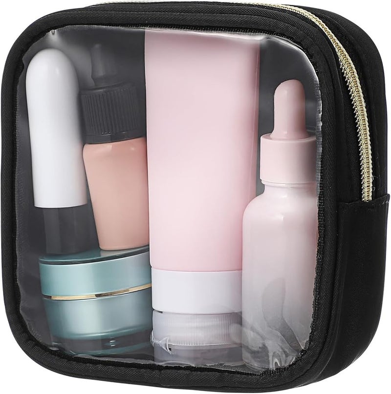 Small Clear Zippered Makeup Pouch Travel Toiletry Organizer For Cosmetics Skincare Earphones - Image 1