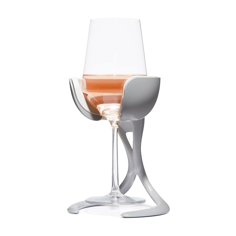VoChill Stemmed Wine Glass Chiller | Keep the Chill Without Giving Up Your Glass | New Wine Accessory | Separable & Refreezable Chill Cradle | Actively Chills Stemware | Stone, Single VoChill - Image 1