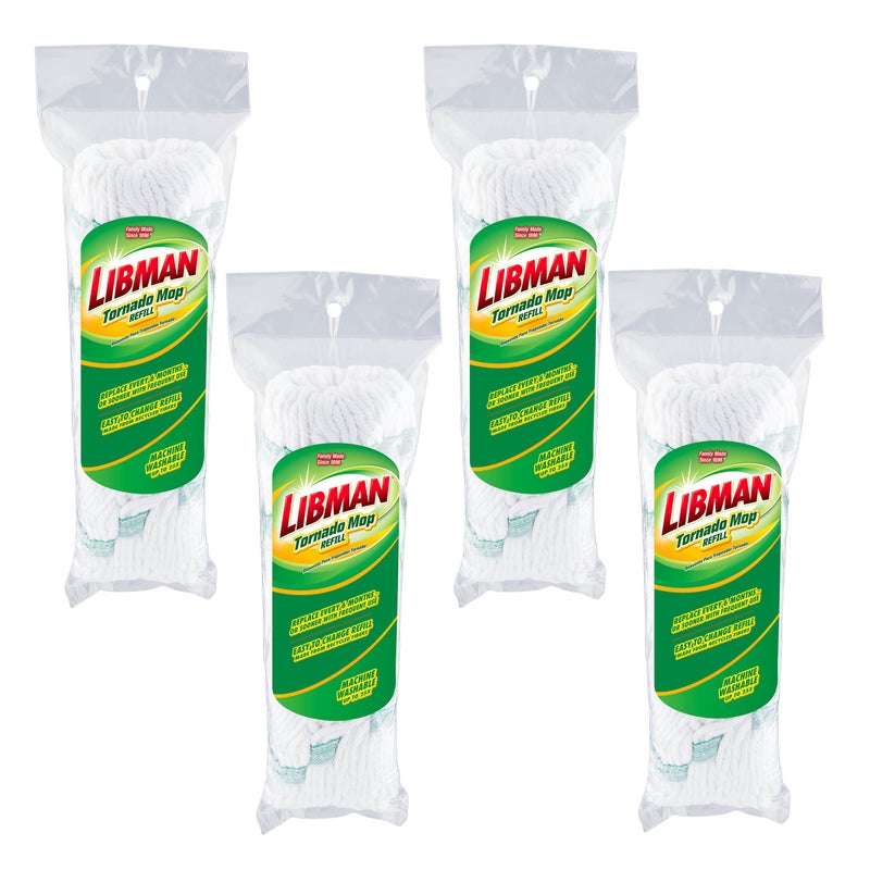 Libman Tornado Mop Refills | Self Wringing | Cotton Mop Head | Twist | Twist Head Replacement | Machine Washable | 4 Self Wring Heads | Direct Replacement Heads for The Tornado - Image 5