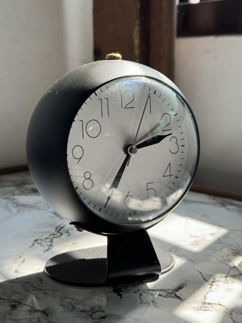 Peakeep Silent Analog Table Clock, Nightstand Alarm Clock, Analog Alarm Clock with Light for Rooms, Table, Desk, Shelf, Office, Without Battery (Black Big Stand) - Image 1