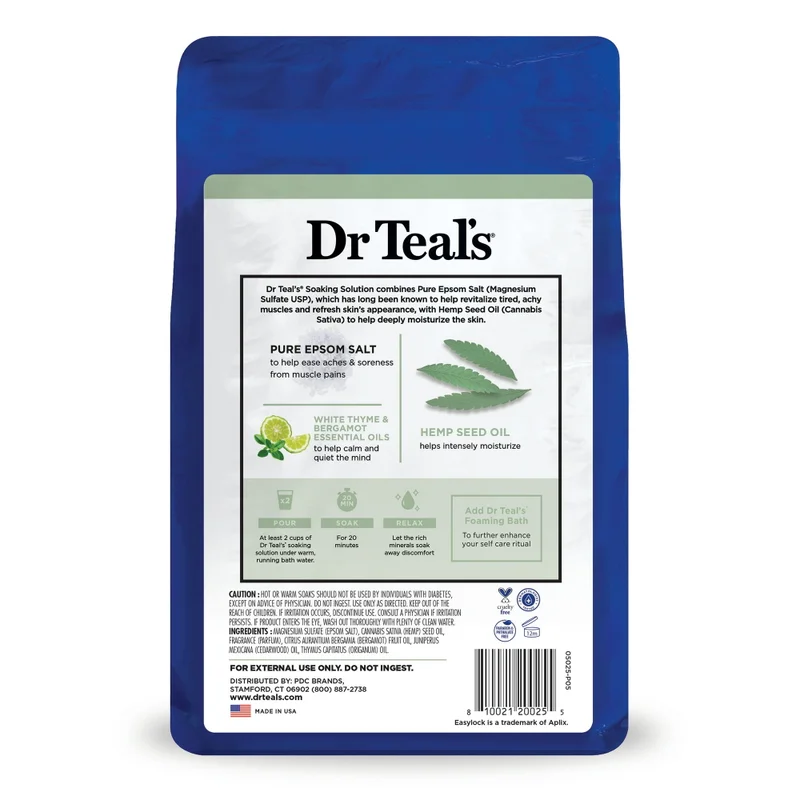 دكتور تيل Dr Teal’s Epsom Bath Salt - Cannabis Sativa Hemp Seed Oil 1.36 Kg