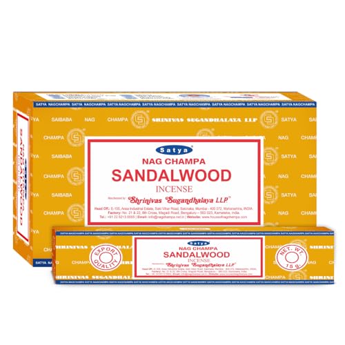 Satya Sandalwood Incense Sticks – 12 Box Value Pack – Hand-Rolled in India – Calming & Earthy Aroma - Image 4