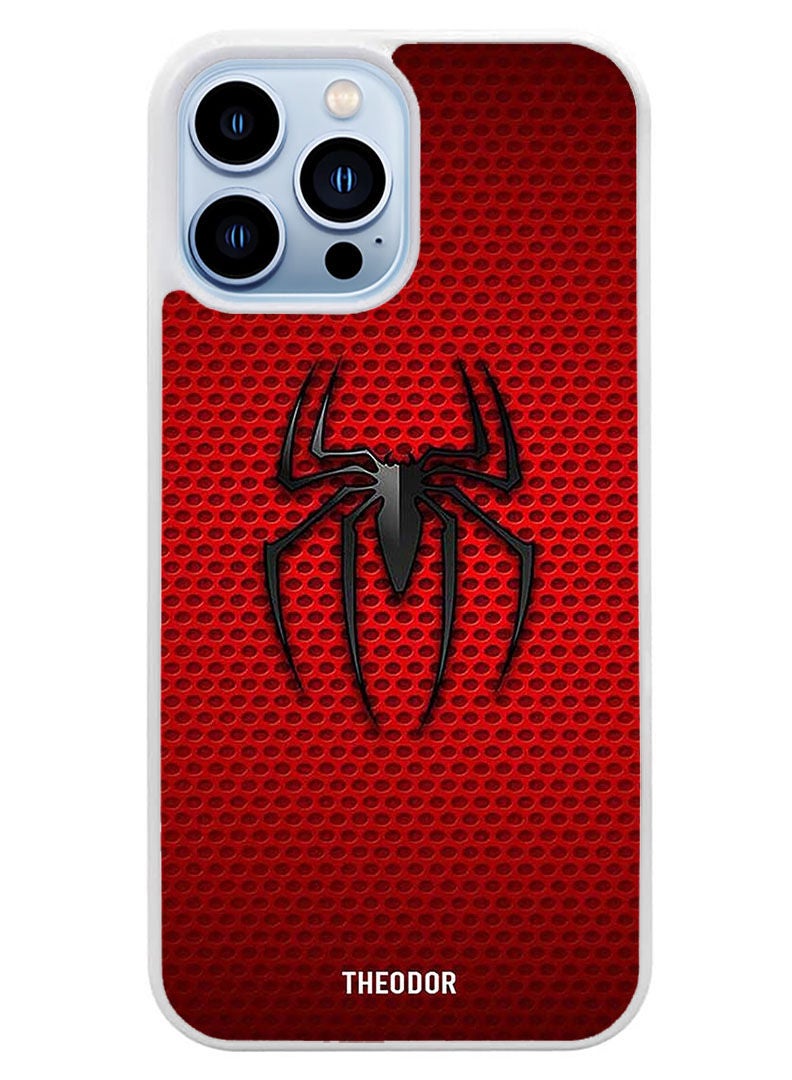 Theodor Protective Case Cover For APPLE IPHONE 14 Pro Red Spiderman Logo (White Bumper) - Image 1