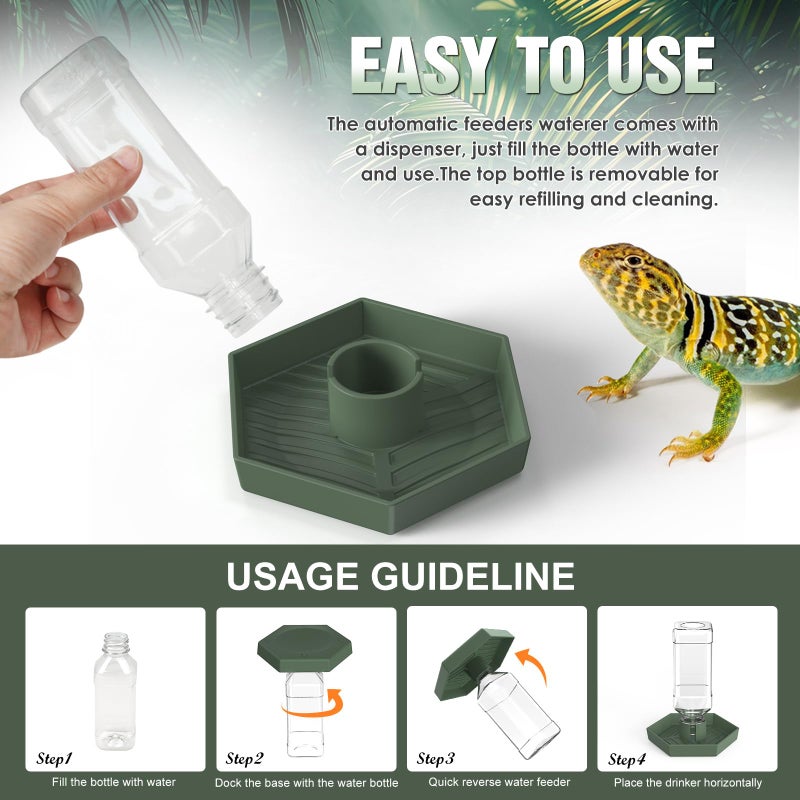Reptile Water Dispenser-Bearded Dragon Water Bowl - Small Water Dish for Tortoise - Bowls for Reptiles & Amphibians (S) - Image 2
