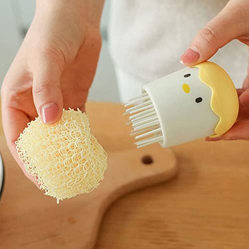 Ramkuwar with device of R Ramkuwar Eggshell Cleaning Brush Cute Cartoon Kitchen Scrubber with Detachable Handle Fiber Ball Multipurpose Dish, Pot Cleaning Tool (Yellow) - Image 5