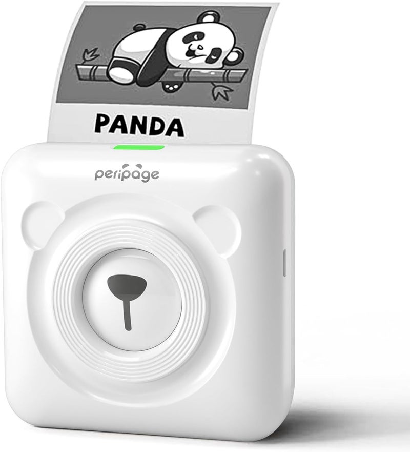 PeriPage A6 Mini Printer, Portable Thermal Printer, 304 DPI Ultra HD Resolution, Connect Mobile Phone via APP Bluetooth, Can Print Labels, Stickers, Thermal Paper, Cute Appearance, Can Be a Gift,White - Image 1