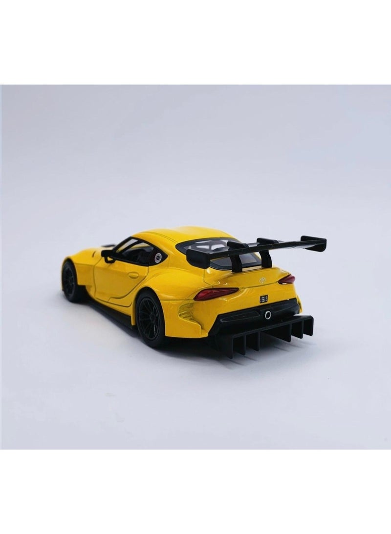 كين سمارت سيارة تويوتا جي آر سوبرا الاختبارية للسباقات، بمقياس 1:36، مصنوعة من المعدن المصبوب، مزودة بآلية سحب للخلف وأبواب قابلة للفتح - لون أصفر - Image 2