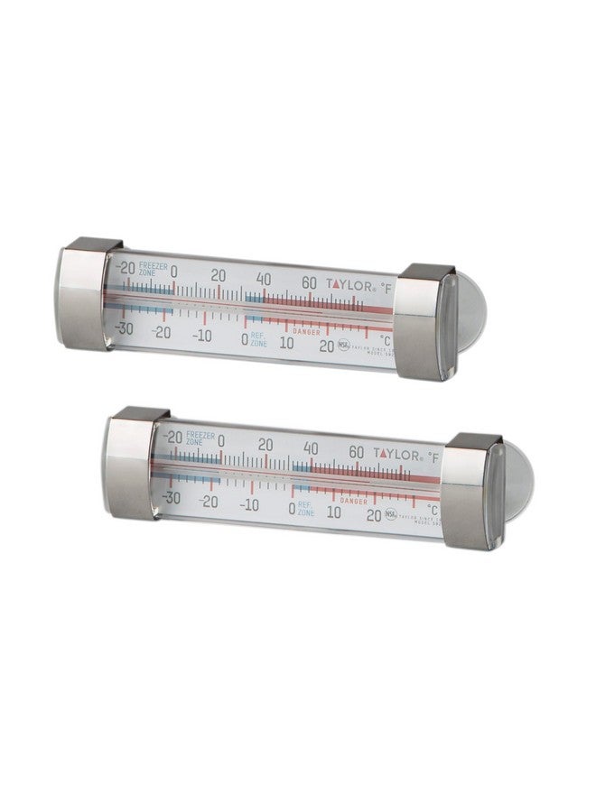 Taylor Large Dial Kitchen Refrigerator/Freezer Kitchen Thermometer with Suction Cups, Refrigerator/Fridge Thermometer - 2 Pack - Image 1