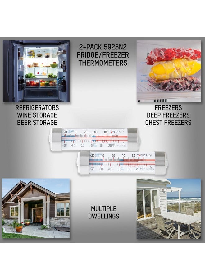 Taylor Large Dial Kitchen Refrigerator/Freezer Kitchen Thermometer with Suction Cups, Refrigerator/Fridge Thermometer - 2 Pack - Image 3