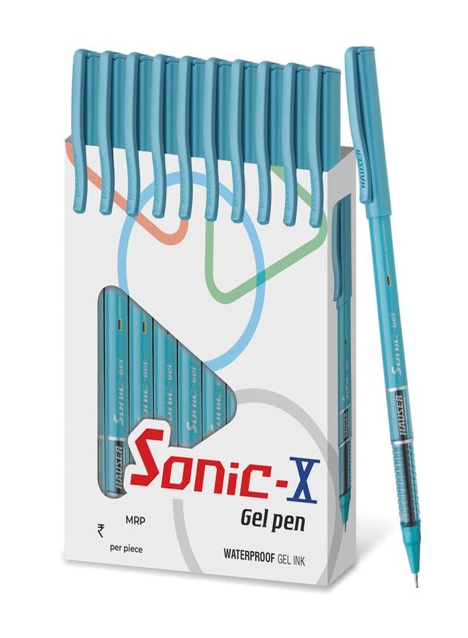 Hauser Sonic X Gel Pen Card Pack | Water Proof Ink For Smooth Flow System | Comfortable Grip With Smudge Free Writing | Sturdy Refillable Pen | Blue Ink, Set Of 10 Pens - Image 2