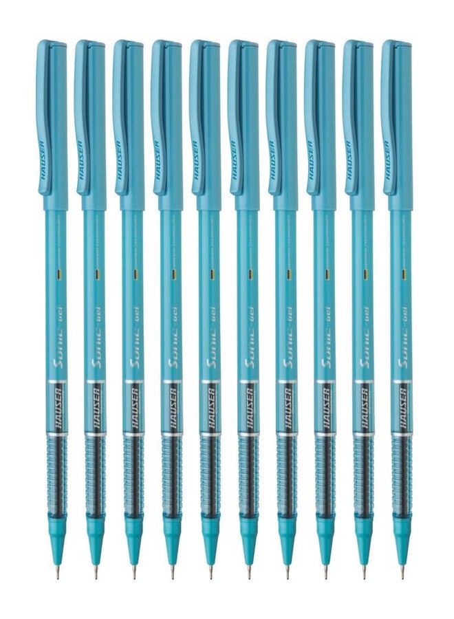 Hauser Sonic X Gel Pen Card Pack | Water Proof Ink For Smooth Flow System | Comfortable Grip With Smudge Free Writing | Sturdy Refillable Pen | Blue Ink, Set Of 10 Pens - Image 1