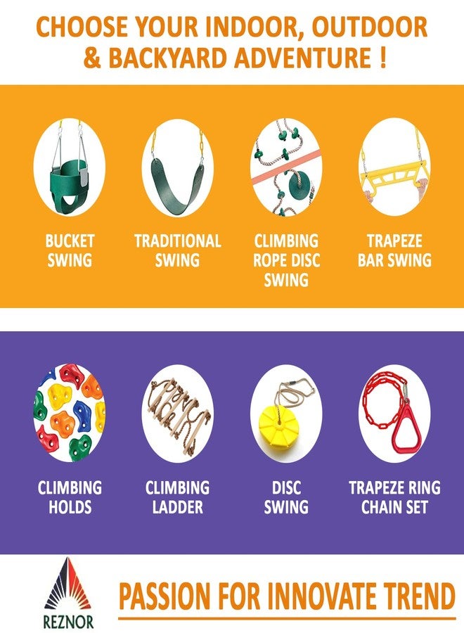 REZNOR مقعد أرجوحة مرن من EVA عالي التحمل مع حلقة مثلث معدنية للأطفال والبالغين | حد وزن 330 رطل، أصفر - Image 4