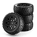 Chanmoo 110 RC Off Road Tires And Wheels 12mm Hex Rubber Short Course Truck Tyres With Foam Insert For 110 Scale Buggy Car ARRMA Traxxas Wltoys 144001 Losi HSP 94107 94170 94155 94177 4PCS Black - Image 2