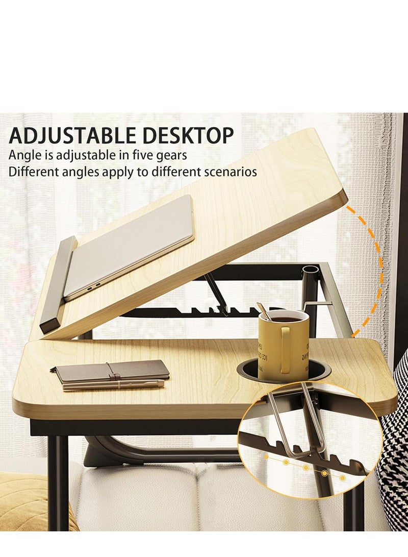 Generic Laptop Desk for Bed, Adjustable Laptop Stand with 5 Adjustable Angles, Portable Lap Tray Table with Cup Holder, Laptop Bed Desk Tray for Eating Working Writing Reading (Yellow) - Image 5