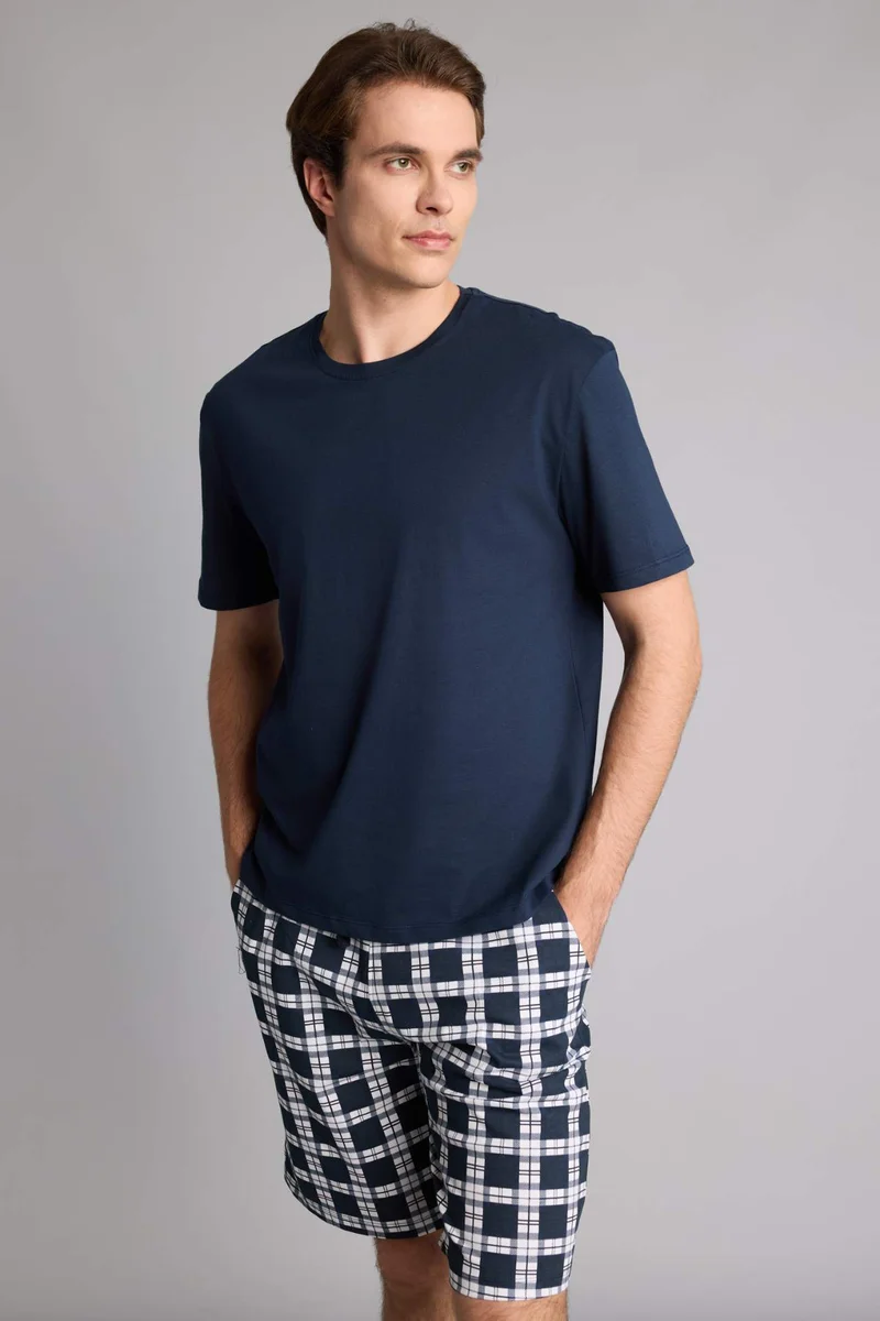 Defacto  Regular Fit T-shirt and Shorts 2 Piece Pyjamas Set for Men | Best Price UAE