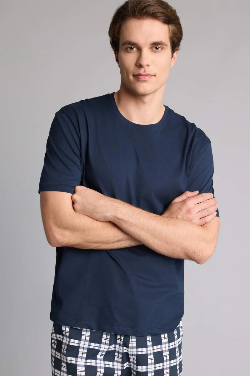 Defacto  Regular Fit T-shirt and Shorts 2 Piece Pyjamas Set for Men | Best Price UAE