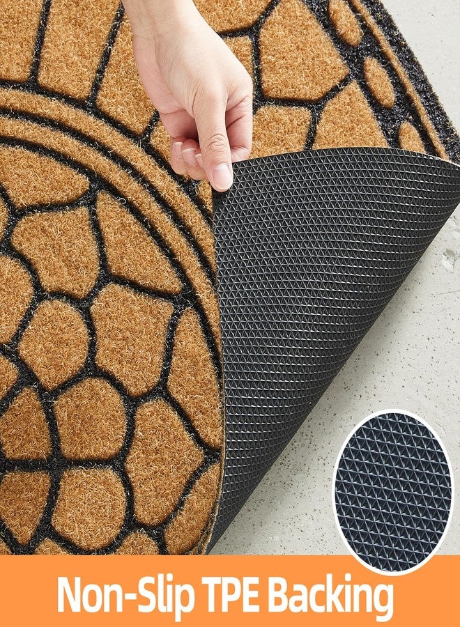TYUU Half Circle Door Mat Outdoor, Front Door Rug Indoor Outside Entrance, Dirt Trapper Coir Doormat with Non Slip Backing, Half Round Rug for Entryway, 17x30, Brown - Image 5