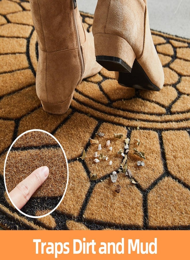 TYUU Half Circle Door Mat Outdoor, Front Door Rug Indoor Outside Entrance, Dirt Trapper Coir Doormat with Non Slip Backing, Half Round Rug for Entryway, 17x30, Brown - Image 3