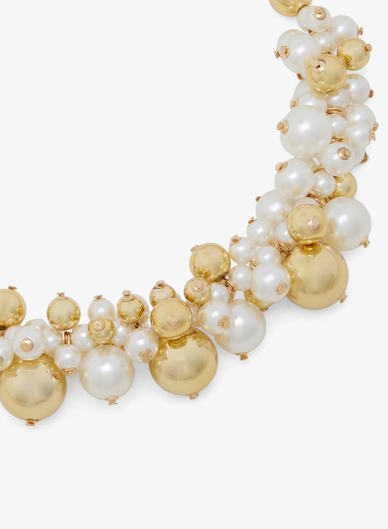 Ella Gold Pearl & Gold Embellished Statement Necklace for Women | Best Price UAE