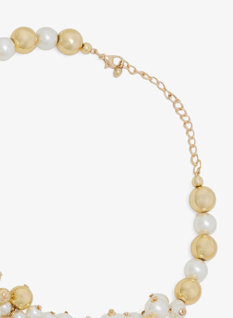 Ella Gold Pearl & Gold Embellished Statement Necklace for Women | Best Price UAE