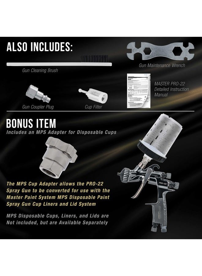 Master Airbrush Elite PRO-22 Series High-Performance HVLP Touch Up Spray Gun with 1.2mm Tip and Air Pressure Regulator Gauge - Detail Paint Sprayer, Spot and Panel Repairs, Door Jambs - Auto Basecoats - Image 4