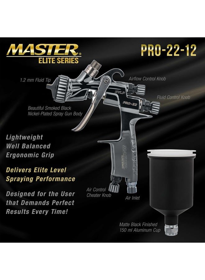 Master Airbrush Elite PRO-22 Series High-Performance HVLP Touch Up Spray Gun with 1.2mm Tip and Air Pressure Regulator Gauge - Detail Paint Sprayer, Spot and Panel Repairs, Door Jambs - Auto Basecoats - Image 3
