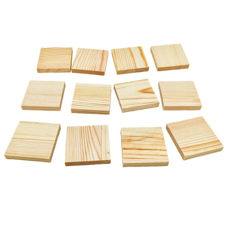 Anktily 12PCS Unfinished Wood Square Blocks for Crafts, 4x4x0.4in Blank Wooden Squares Pine Wood Boards for Wood Carving,DIY Wood Coasters,Painting & Burning - Image 1