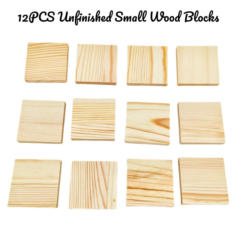 Anktily 12PCS Unfinished Wood Square Blocks for Crafts, 4x4x0.4in Blank Wooden Squares Pine Wood Boards for Wood Carving,DIY Wood Coasters,Painting & Burning - Image 2