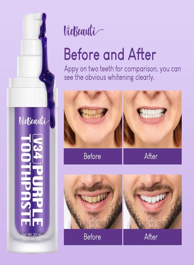 Viebeauti Purple Toothpaste for Teeth Whitening, Purple Colour Corrector, Teeth Whitening Toothpaste, Color Wheel Toothpaste, Dental Color Corrector, Teeth Whitener (1fl oz/30 ml) - Image 2